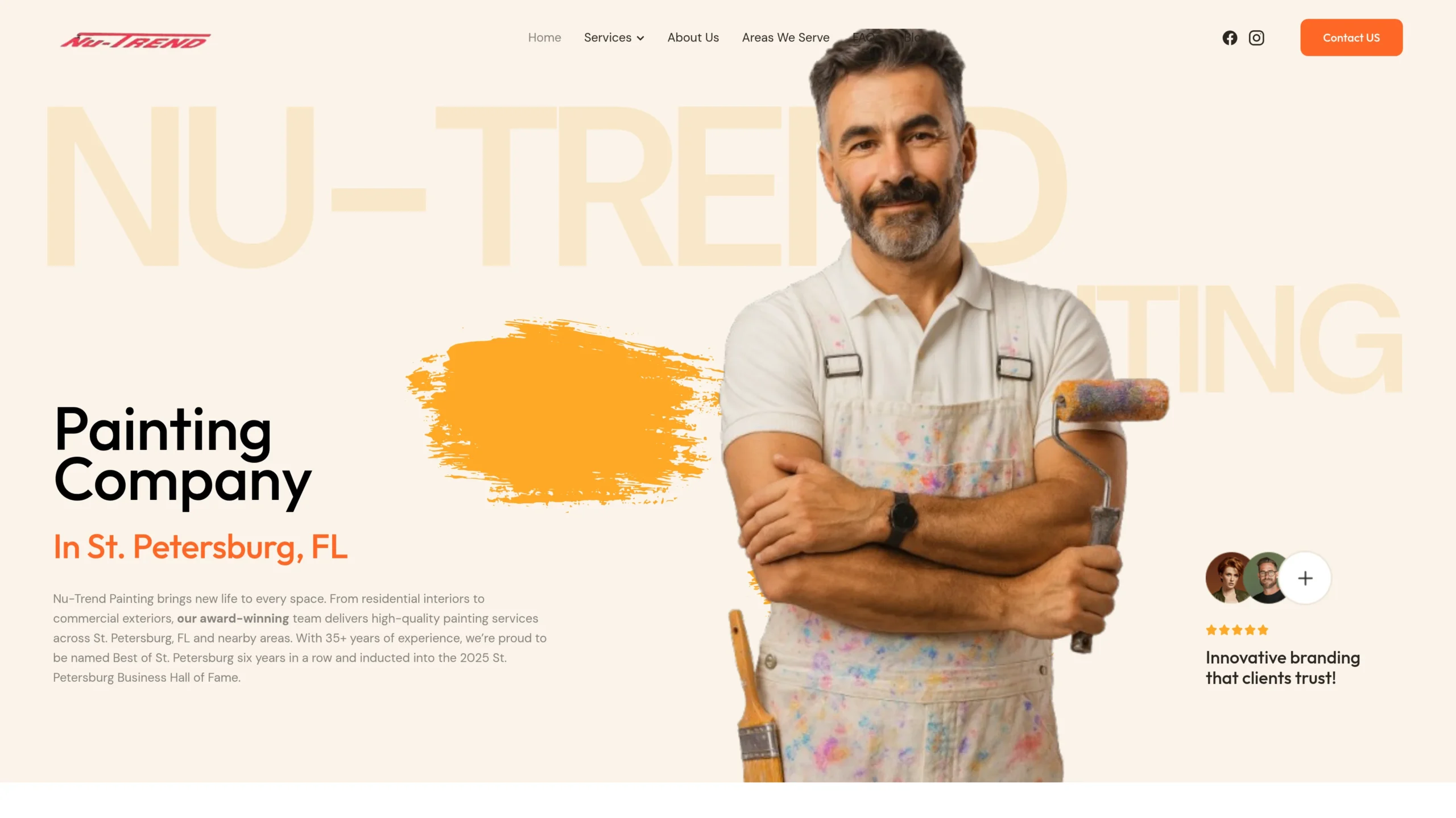 NuTrend Painting SEO services illustration with painting business branding, search rankings, and
