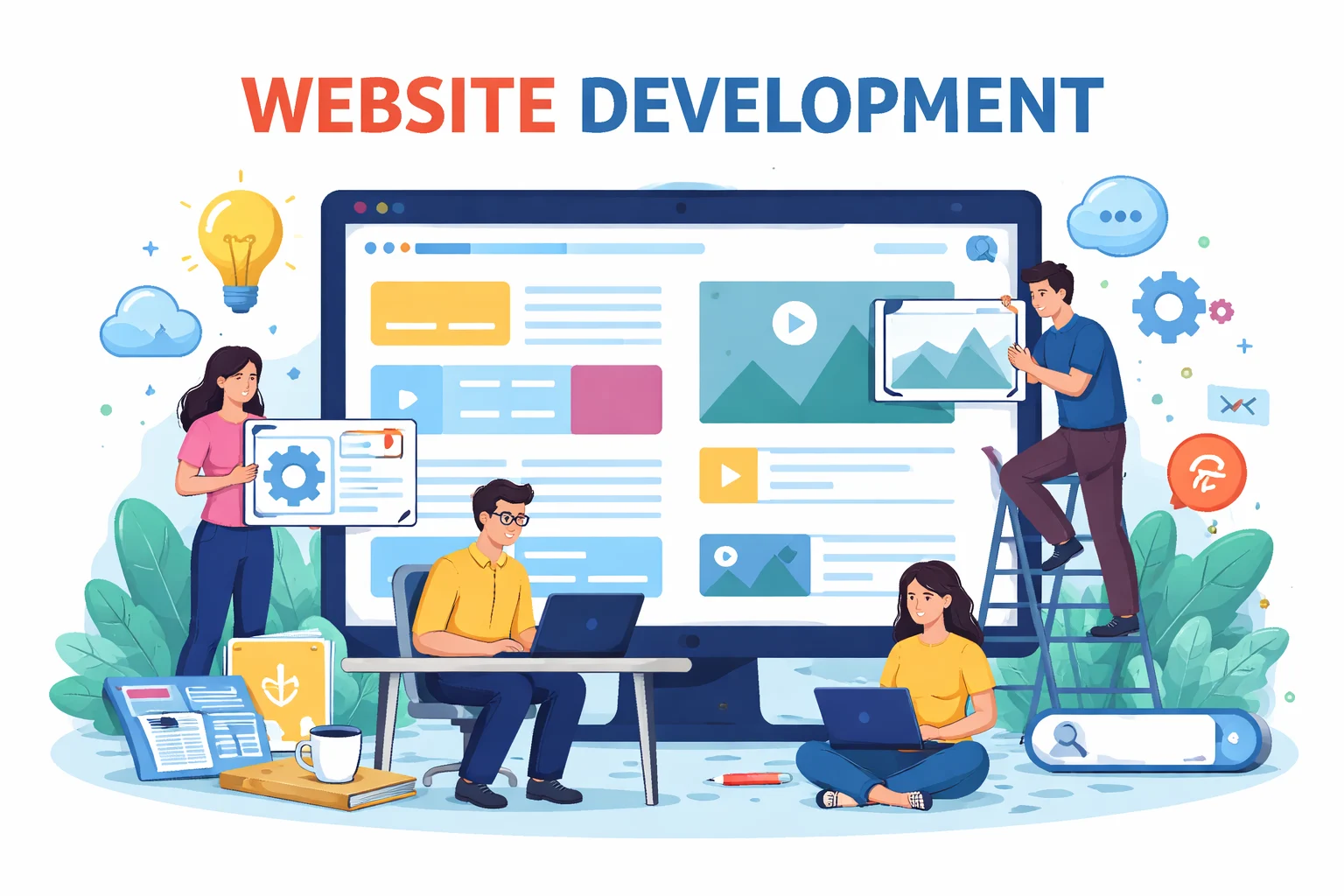 Website development team designing a responsive and modern business website